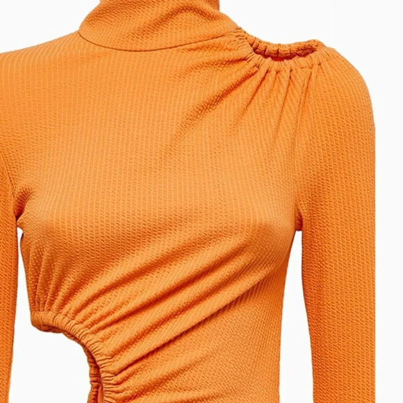 New ROTATE Birger Christensen Alice cutout ribbed recycled jersey midi dress - Picture 4 of 8